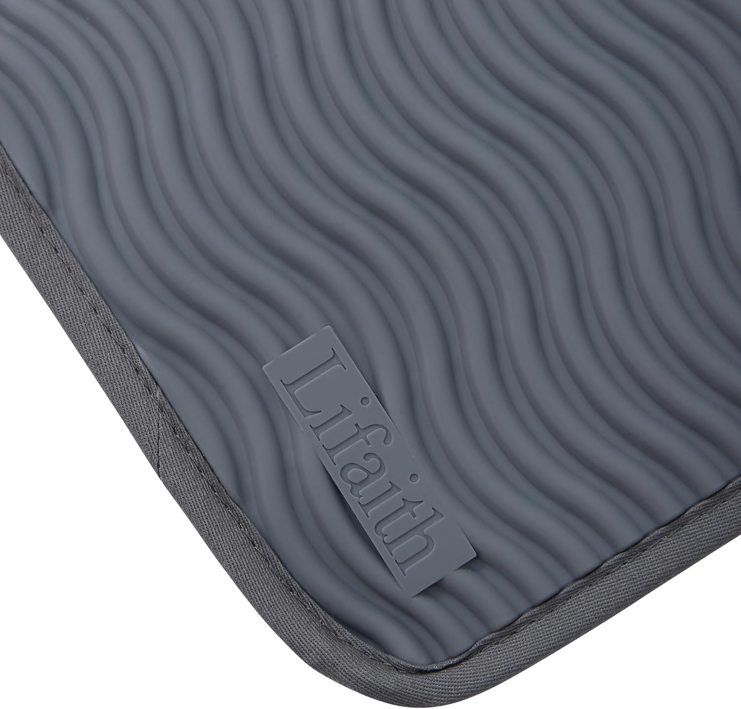 Silicone Pot Holders for Kitchen, Set of 3, Heat Resistant to 500°F, Non-Slip Wave Texture with Pocket & Hanging Loop, 7" x 9" Hot Pads for Cooking, Baking & Counter Protection (Grey)