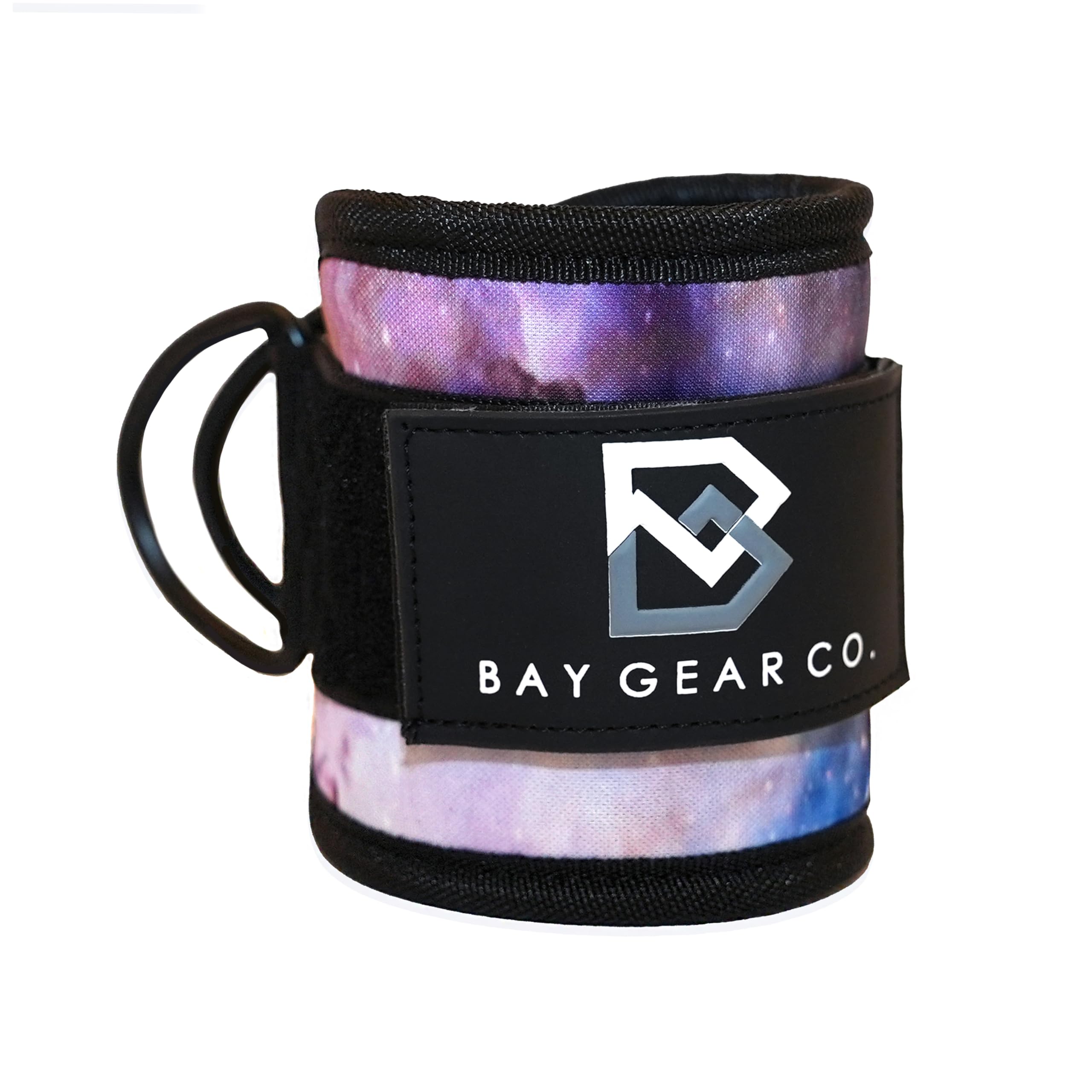 Bay Gear Co. Ankle Straps – Strong Hook and Loop System &amp; Neoprene Padded for Cable Machine Glute Workouts, Slick Black Stainless Steel D Ring, Adjustable Fit, Different Design, Single/Pair.