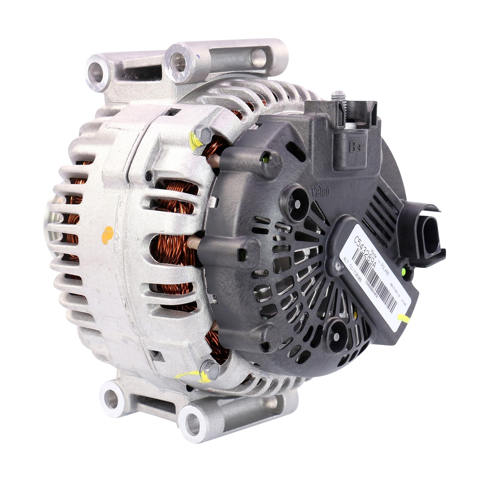 VALEO 439540 Alternator Alternator Charge Current: 115 Amp Grooves: 6 Grooves Pulley Diameter: 50,3 Mm Voltage: 14 V Rotation Direction: CLOCKWISE : VALEO