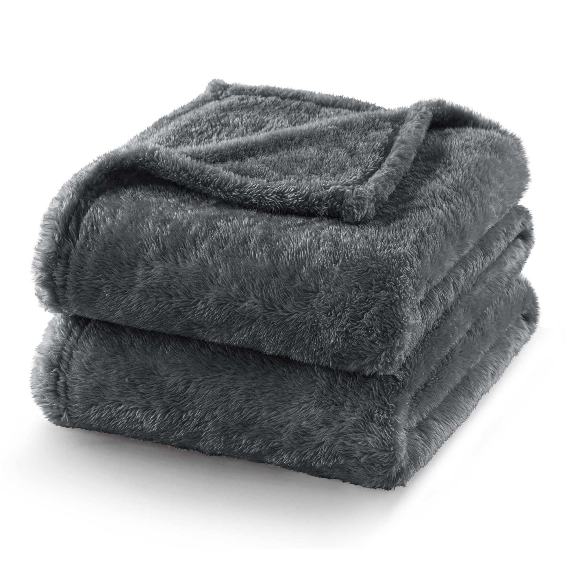 Exclusivo Mezcla Fuzzy Plush Fleece Bed Blanket Twin XL Size, Dark Grey | 90x66 Inches, Super Soft and Cozy Bed Blanket, Fluffy Blanket for Bed, College Dorm Room Essentials, All Season