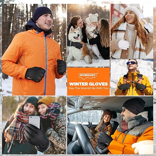 Miniatura 6 de rivmount- Guantes de invierno impermeables phombre y mujer dedos Touchscreen resistentes al viento, térmicos pesquí, nieve, correr, conducir,