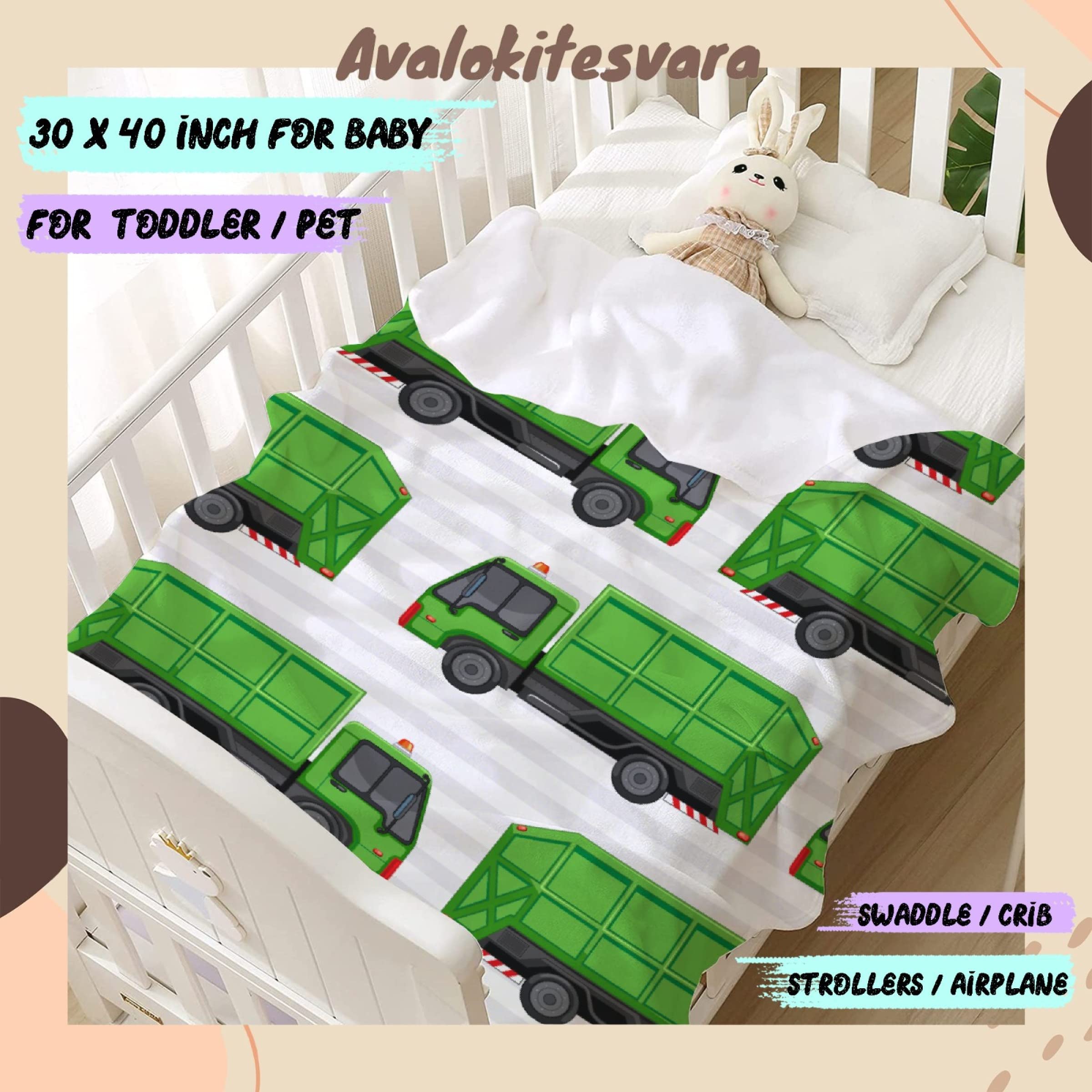ARTBLANKET Green Garbage Trash Truck Throw Blanket Fannel Fleece Super Soft Funny Blanket Travel Throw Blanket for Bed Couch Sofa 60x50 in for Teen Car
