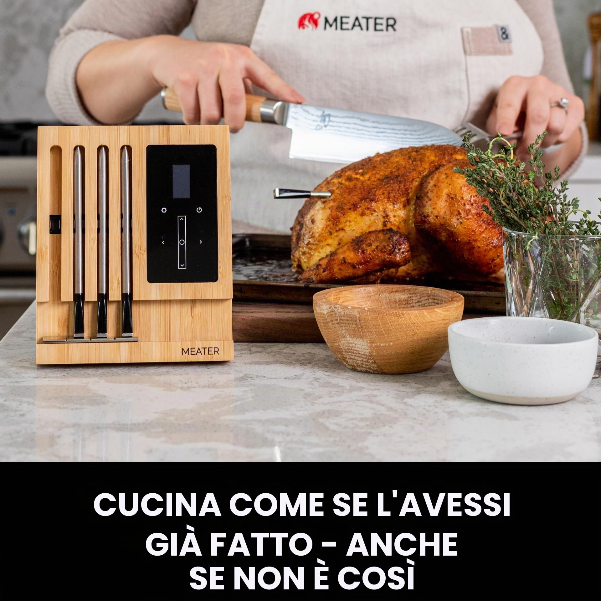 MEATER Block | Termometro WiFi con Quattro Sonde Senza Fili Per Forno, Grigliate, Barbecue. App in Italiano Compatibile con iPhone, Android, iPad e Tablet