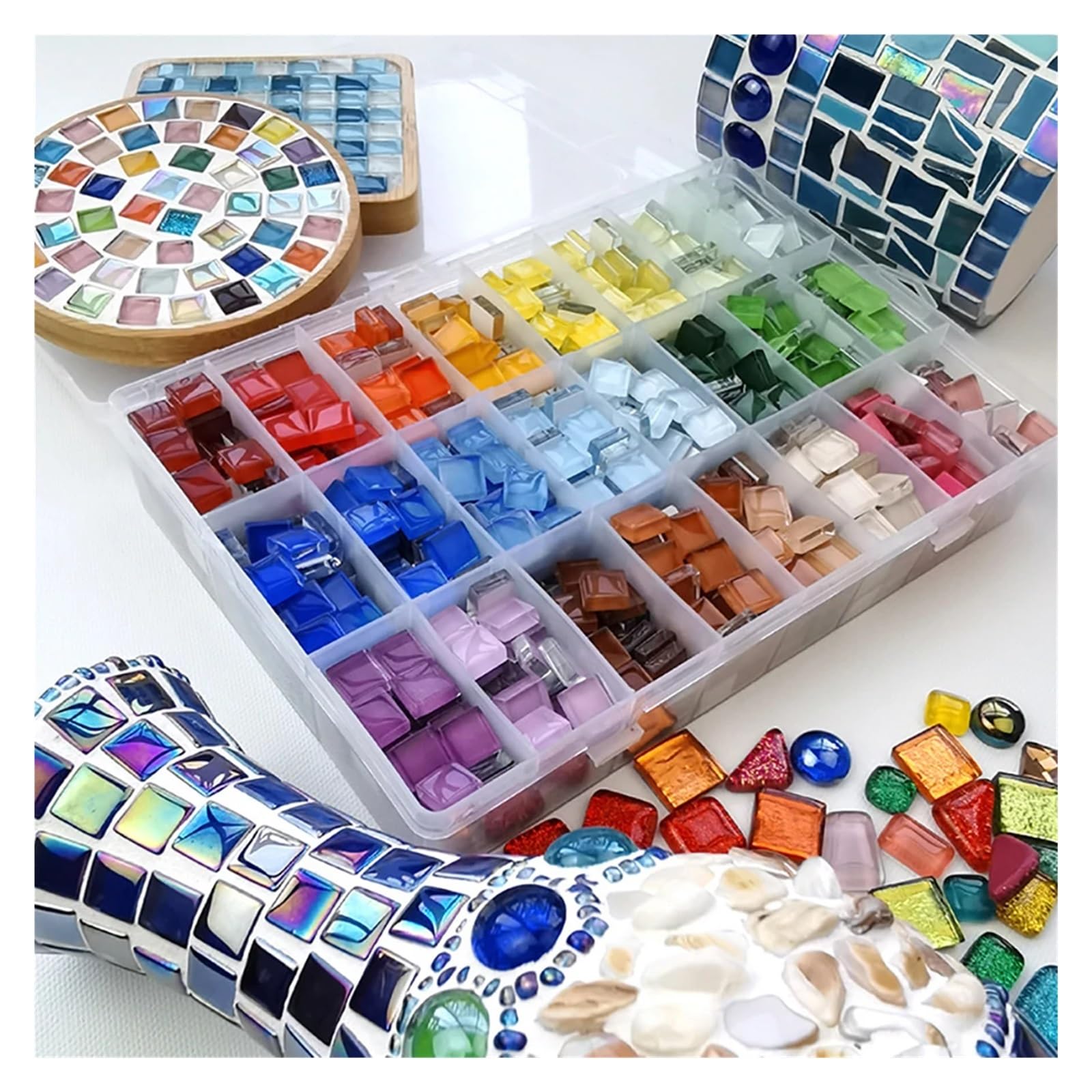 Szklane mozaiki lustrzane, Płytki mozaikowe Jade Square Glass Mozaika Płytki do majsterkowania Dostawca Tworzenie płytek kamiennych Dekoracja domu Płytki mozaikowe Sztuka i rzemiosło(5)