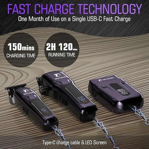 Miniatura 4 de BESTBOMG® Hair Clippers for Men, Professional Hair Clippers, Beard Trimmer& Rechargeable Shaver Set, Metal T-Blade, LED Display, Barber Hair Cutting