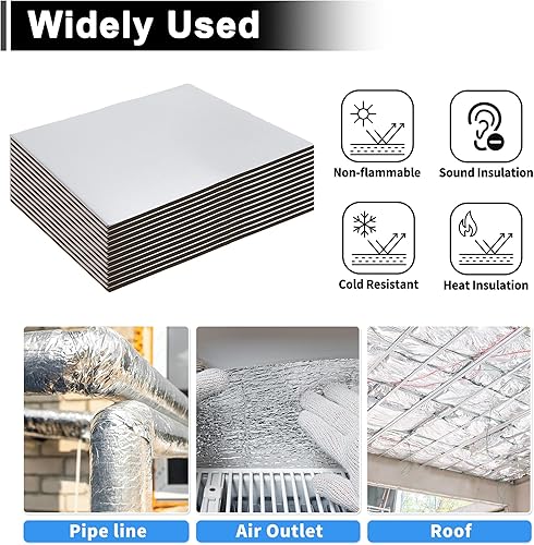 Vista 28 de uxcell 394mil 6.4 sqft almohadilla de estera impermeable para aislamiento del calor, aplicación en silenciador, tubo de escape de autos 40" x 24