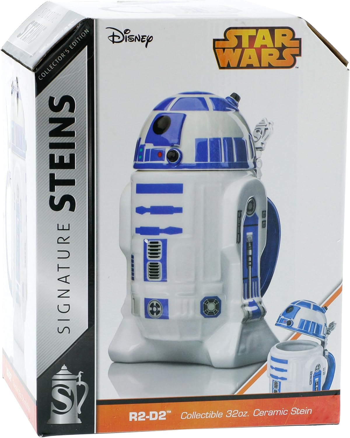 STAR WARS R2-D2 Beer Stein - Collectible Ceramic Figural Mug with Pewter Metal Hinged Lid