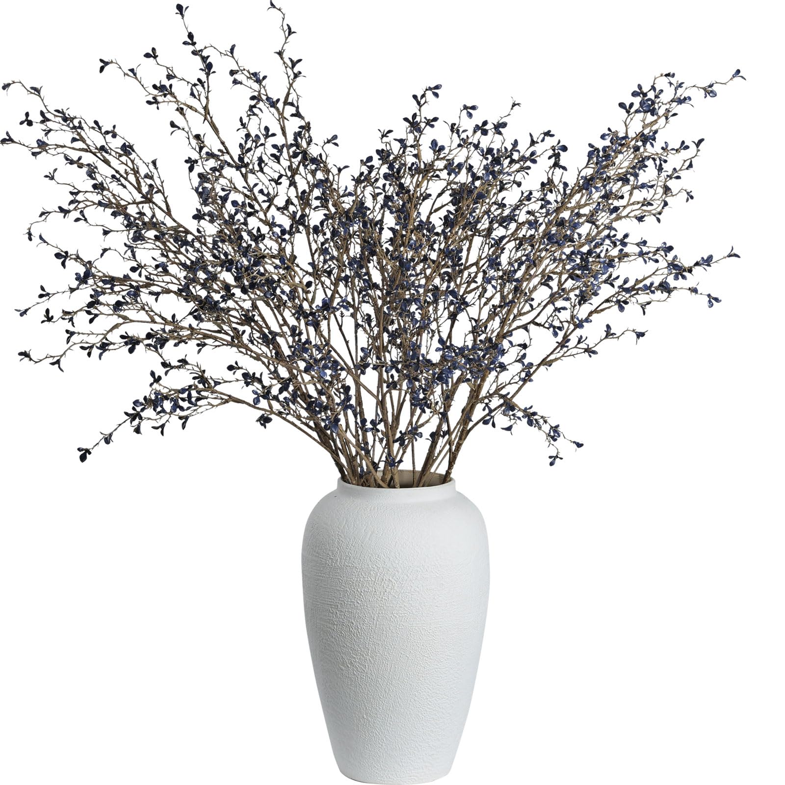 Smalldu Blue-Black Dry Twig Faux Floral: 5 Pcs 37" Fall Flowers, Branches For Vase