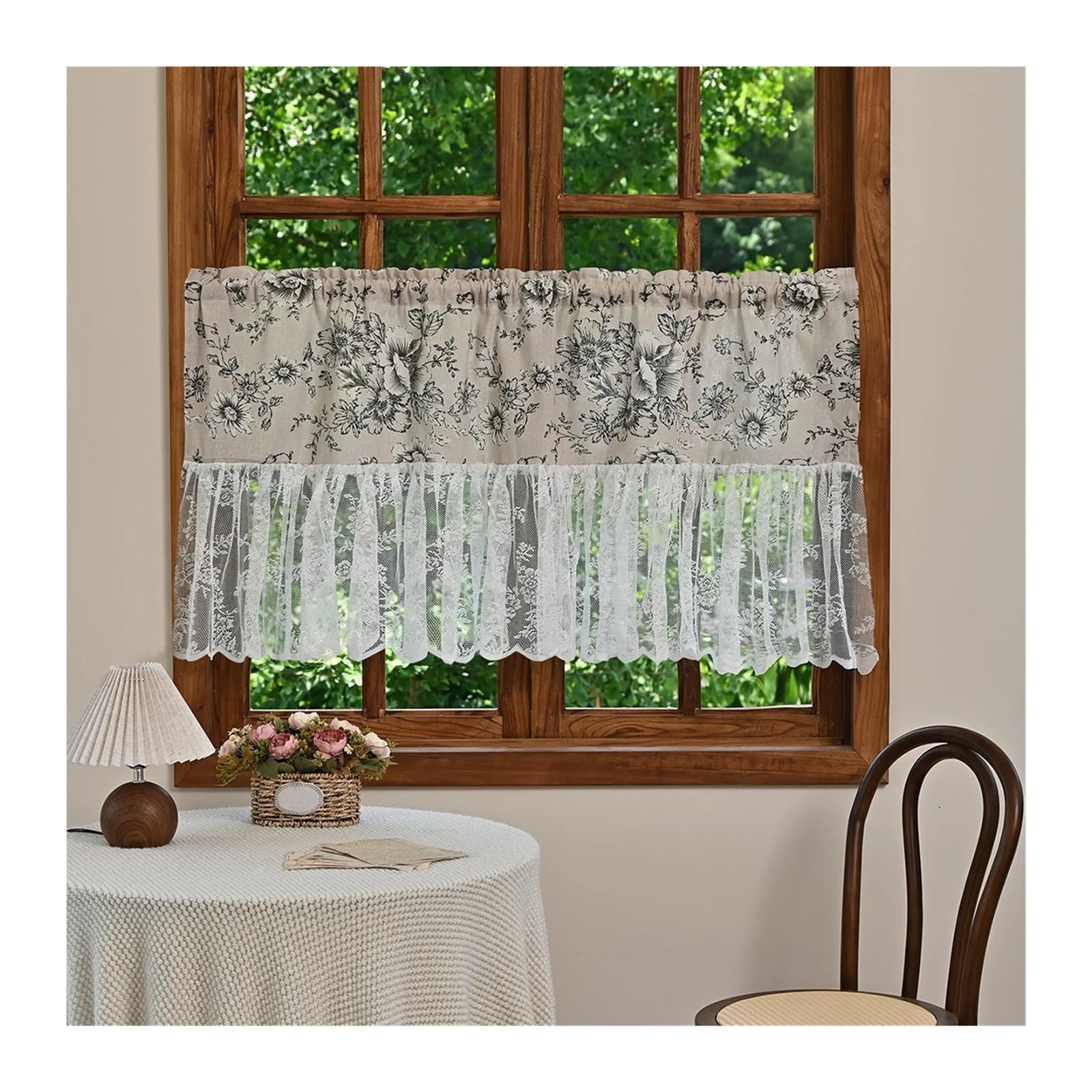 Rideau de placard vintage 140x50 cm en dentelle fleurie Color2
