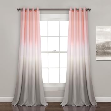 Lush Decor Umber Fiesta Curtains Light Filtering Window Panel Set for Living, Dining, Bedroom Pair, 52" W x 84" L, Blush & Gray, 2 Count