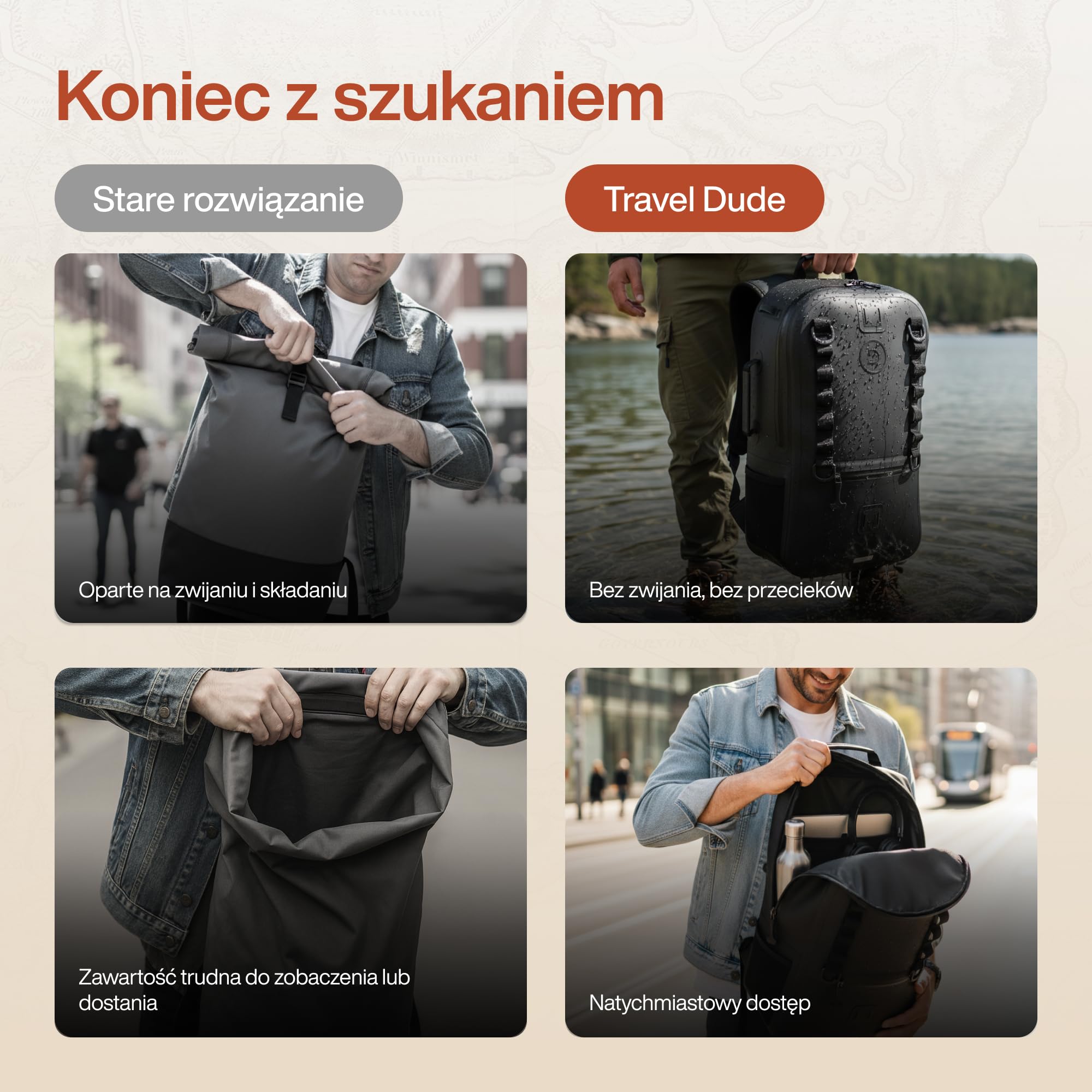 Travel Dude Wodoszczelny plecak 15 l – Dry Bag plecak dla mężczyzn, zwijany worek marynarski z zamkiem błyskawicznym – wodoszczelny plecak rowerowy, plecak plażowy i plecak turystyczny