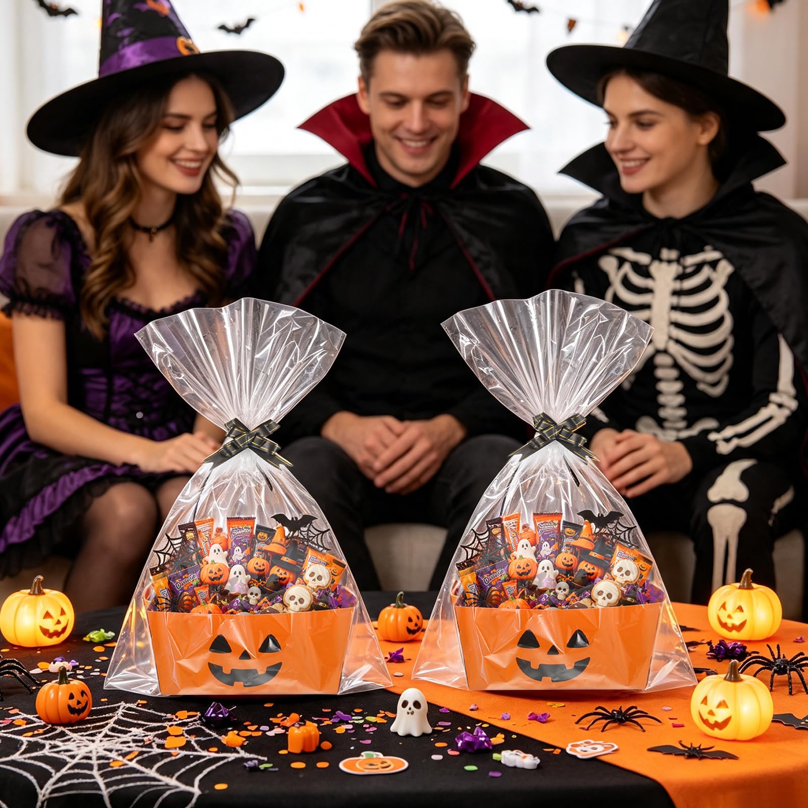 Juego de canastas de Halloween Boo, 7 x 9 pulgadas, cestas de calabaza para