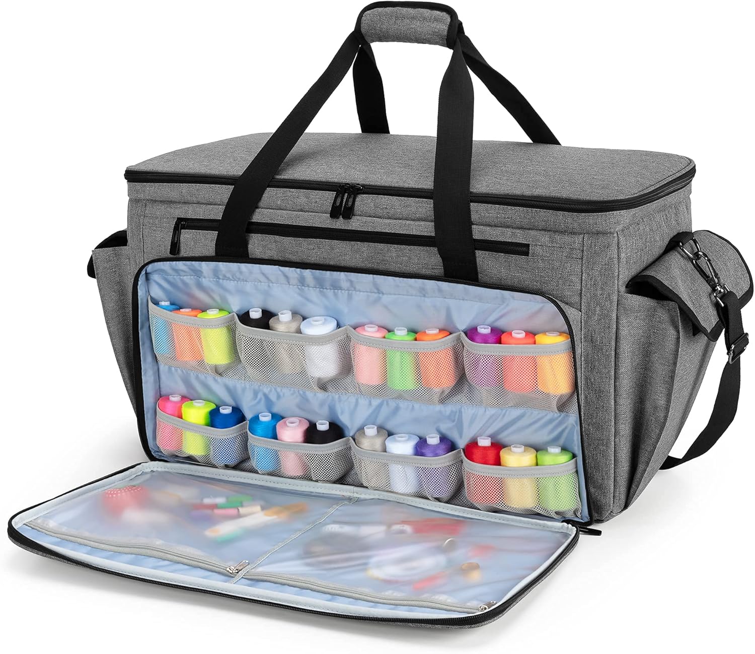 CURMIO Sewing and Embroidery Machine Carrying Case, Universal Tote Bag with Removable Cushion Pad Compatible with Brother SE600, PE535 Embroidery Machine and Accessories, Bag Only