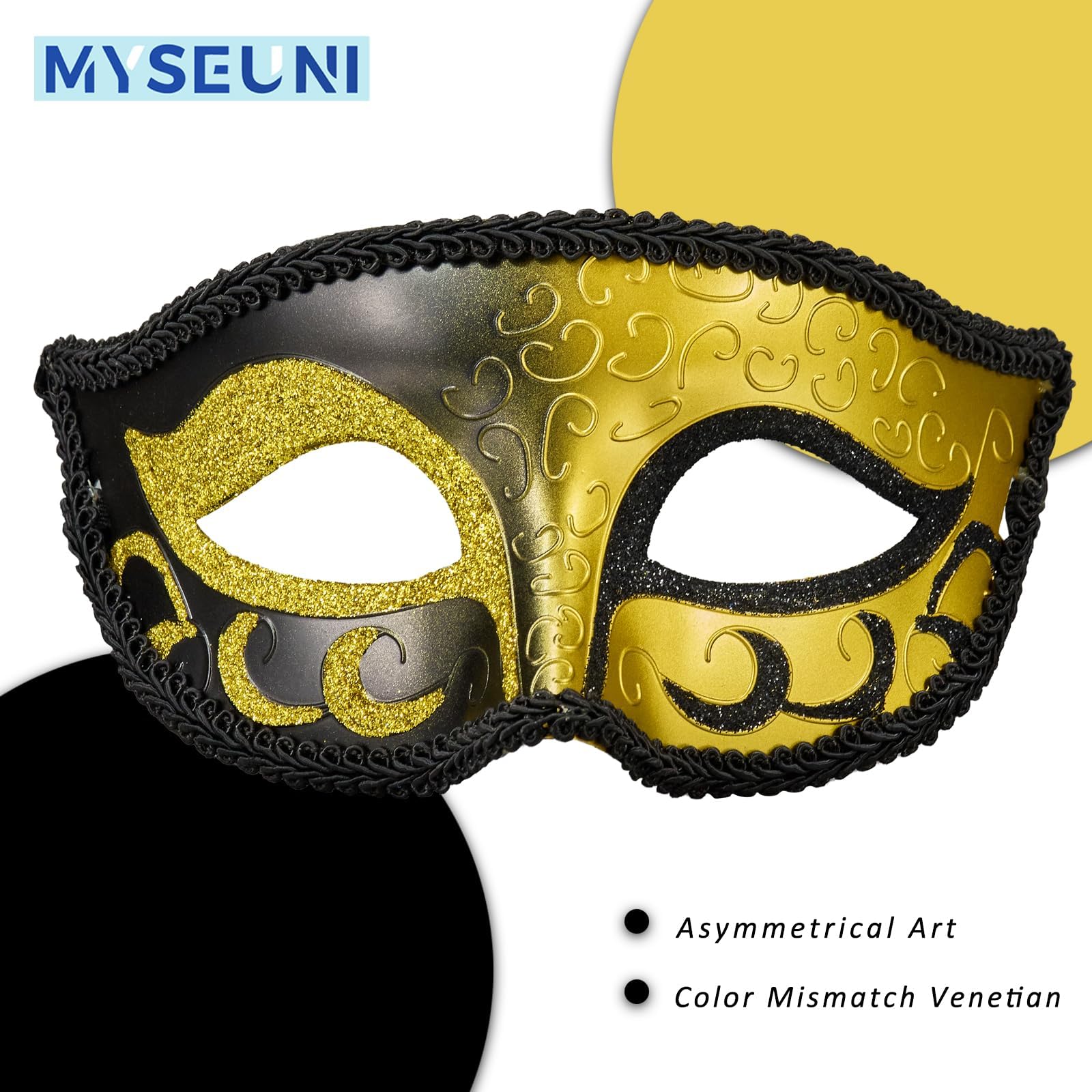 MYSEUNI Gold-Tone Masquerade Mask for Men Venetian Retro Mask, for Cosplay Halloween, Party, Carnival, Masquerade Ball - Image 3