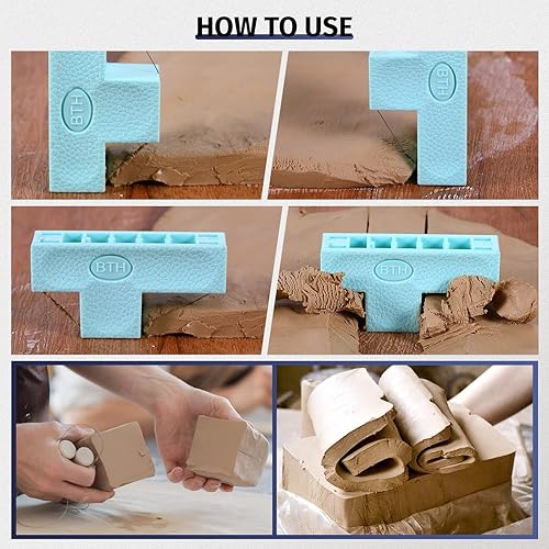 Miniatura 3 de Jutom 2 piezas de herramientas de arcilla de corte en ángulo, cortador de bisel de alambre de acero, herramientas de recorte de arcilla de plástico,