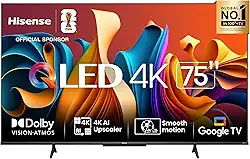 Hisense Smart TV UHD 4K QLED 75' Polegadas 75Q6N Google TV com HDR10+, Dolby Atmos, Modo Esporte, Modo Jogo Plus e Compatível com Alexa
