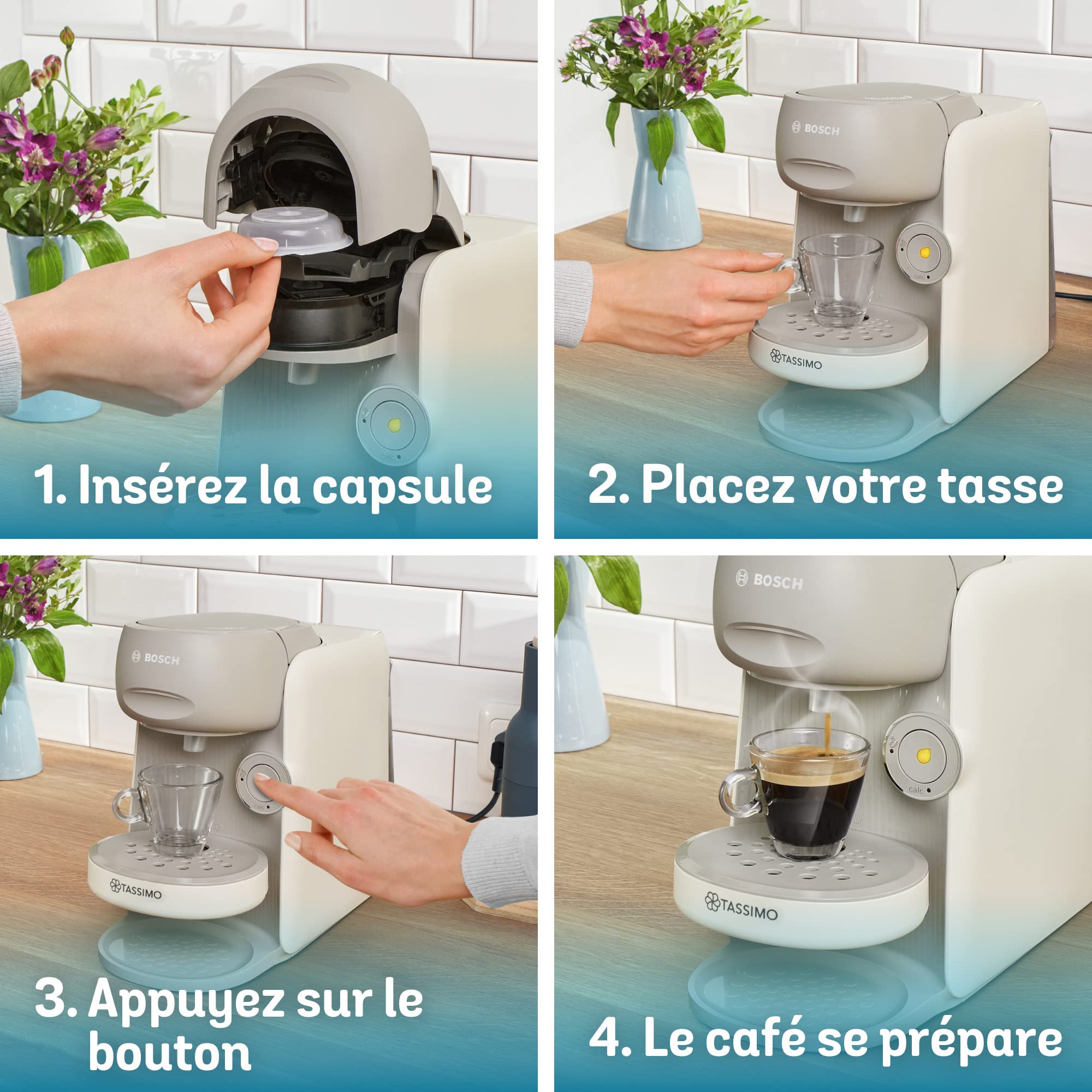 Bosch, machine à café, distributeur multi-boissons TASSIMO FINESSE, TAS16B3, jusqu'à 70 boissons chaudes, IntensityBoost, INTELLIBREW, crème