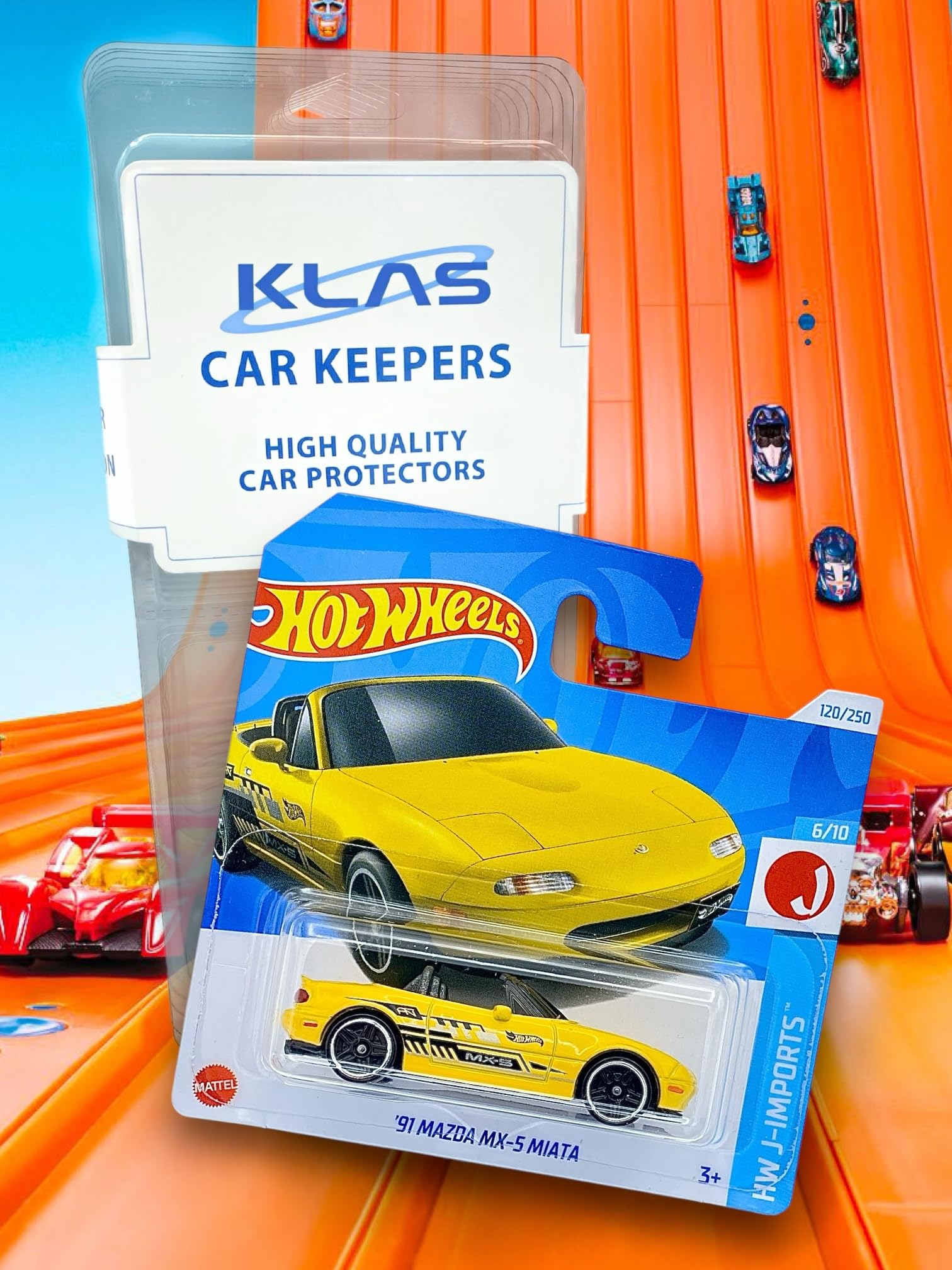 Hot Wheels '91 Mazda MX-5 Miata (Yellow & Black) 6/10 HW J-Imports - 2024-120/250 (Short Card) - includes a KLAS Car Keeper Protector Case - HTD80 - Image 2