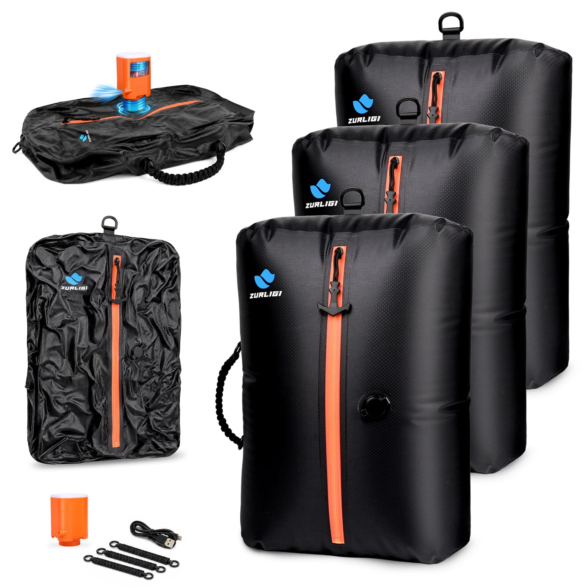 Zurligi Bolsas de compresión al vacío con bomba para viajes, reutilizables, portátiles, kit de bolsas de vacío para maletas, mochila
