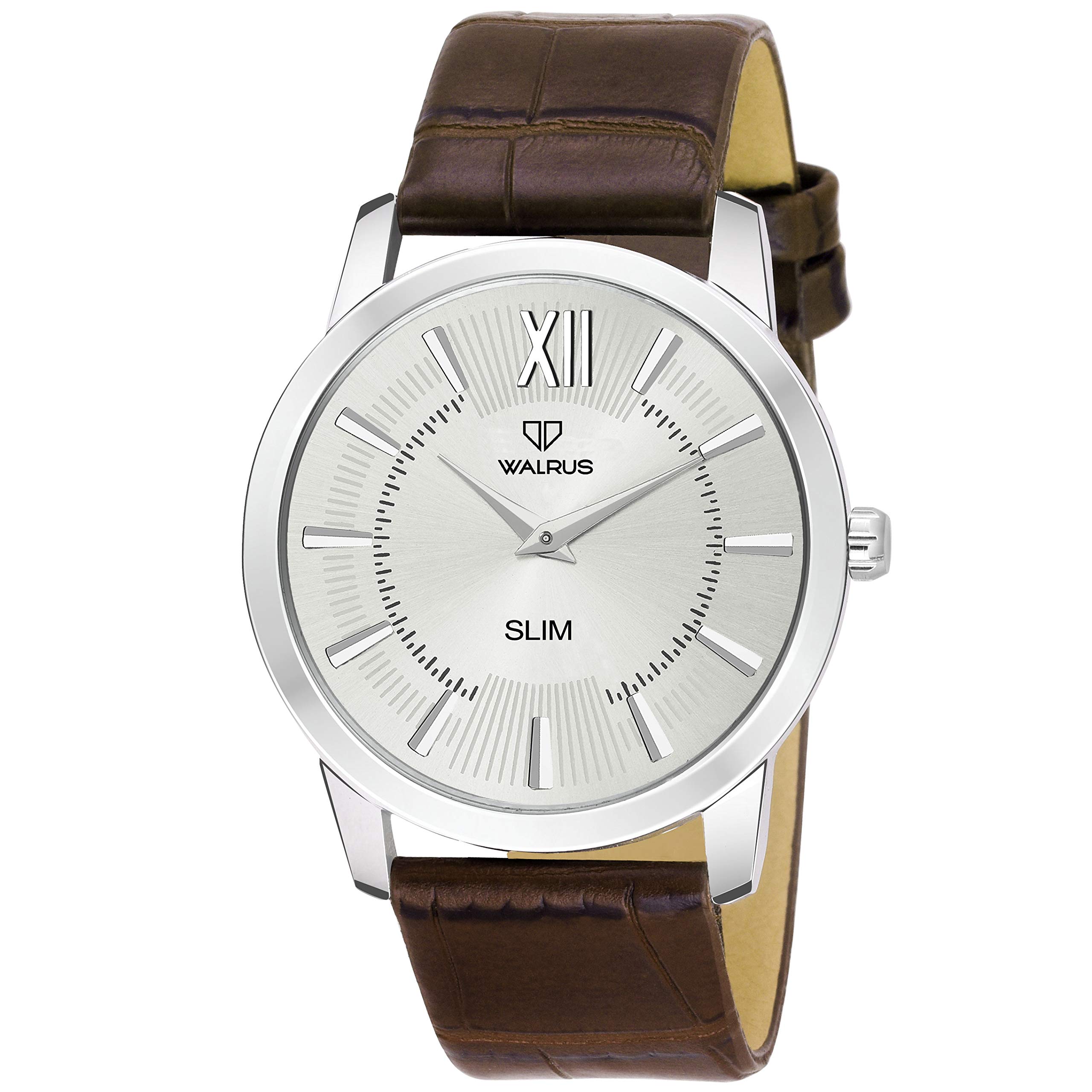 Walrus Slim Silver Dial Analog Leather Strap Wrist Watch for Men - Elegant Silver Dial, Brown Leather Strap, Perfect for Formal & Casual Use- Old Money Style Mens Wrist Watch for Gift (B07YJJSW98) Amazon Price History, Amazon Price Tracker