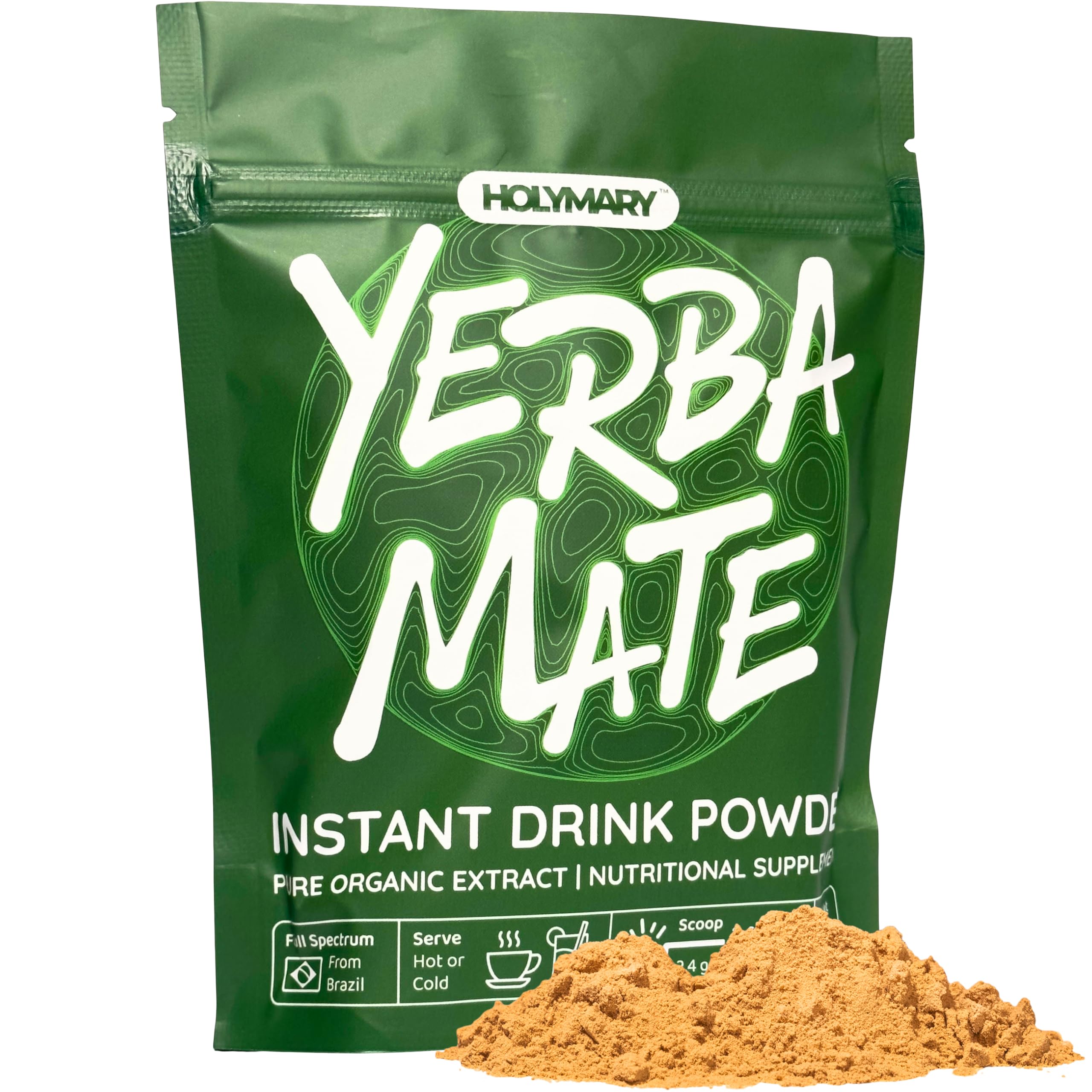 Yerba Mate Instant Tea - Boost Energy, Focus, Immunity & Cardio Health with Pure Organic Consentrated Extract - No Added Flavors or Sugars 120g (up to 240 Servings)