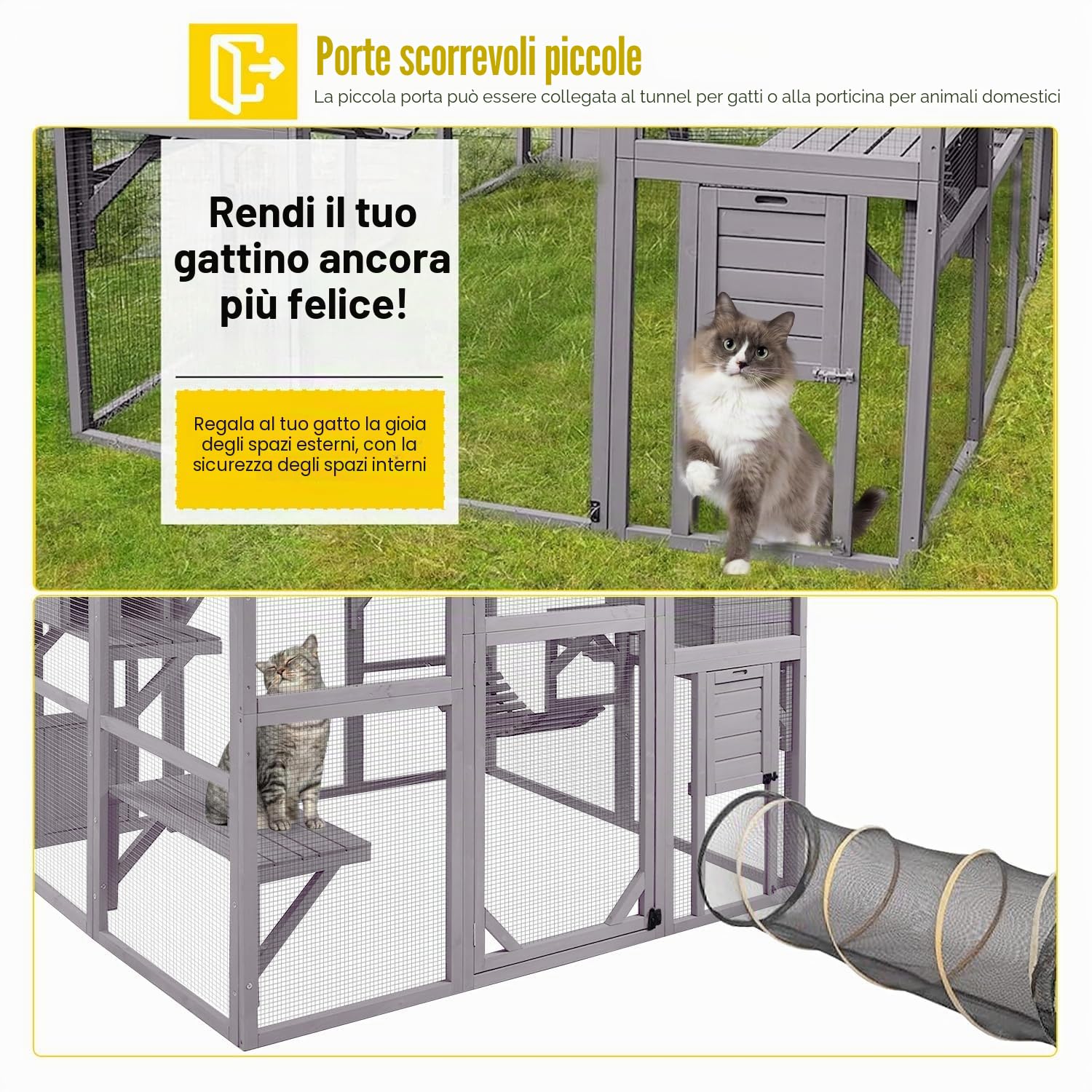 X-Zone Catio - Recinzione per gatti da esterni, grande per più gatti, in legno, per esterni, condonio per gatti, resistente alle intemperie