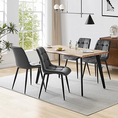 Miniatura 9 de TUKAILAi Juego de 2 sillas de comedor de terciopelo sin brazos, asiento tapizado suave y cómodo de mediados de siglo, sillas auxiliares modernas con