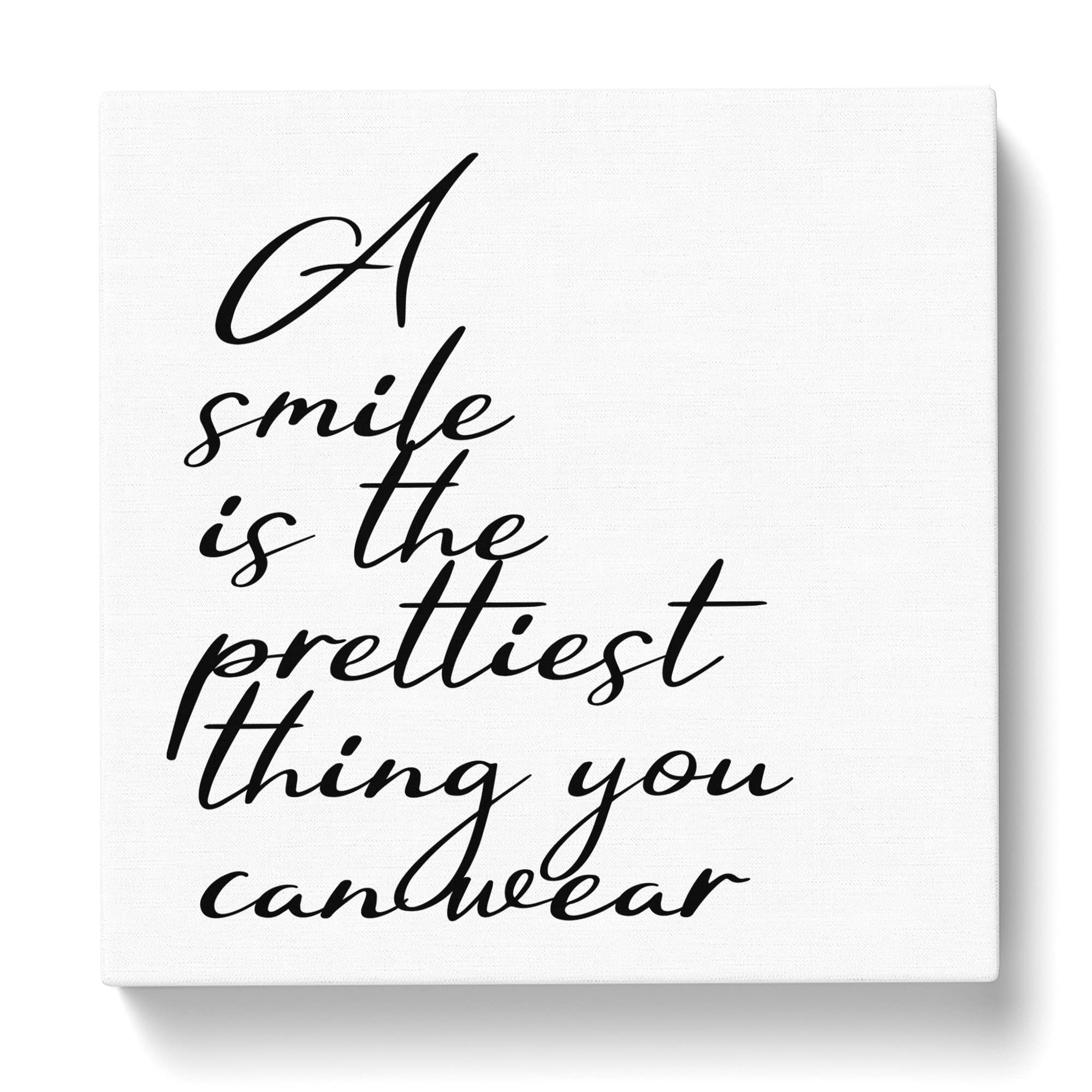A Smile is the Prettiest Thing you can Wear Modern Typography Quote Canvas Print, Mixed, 35L x 35W cm - Image 2