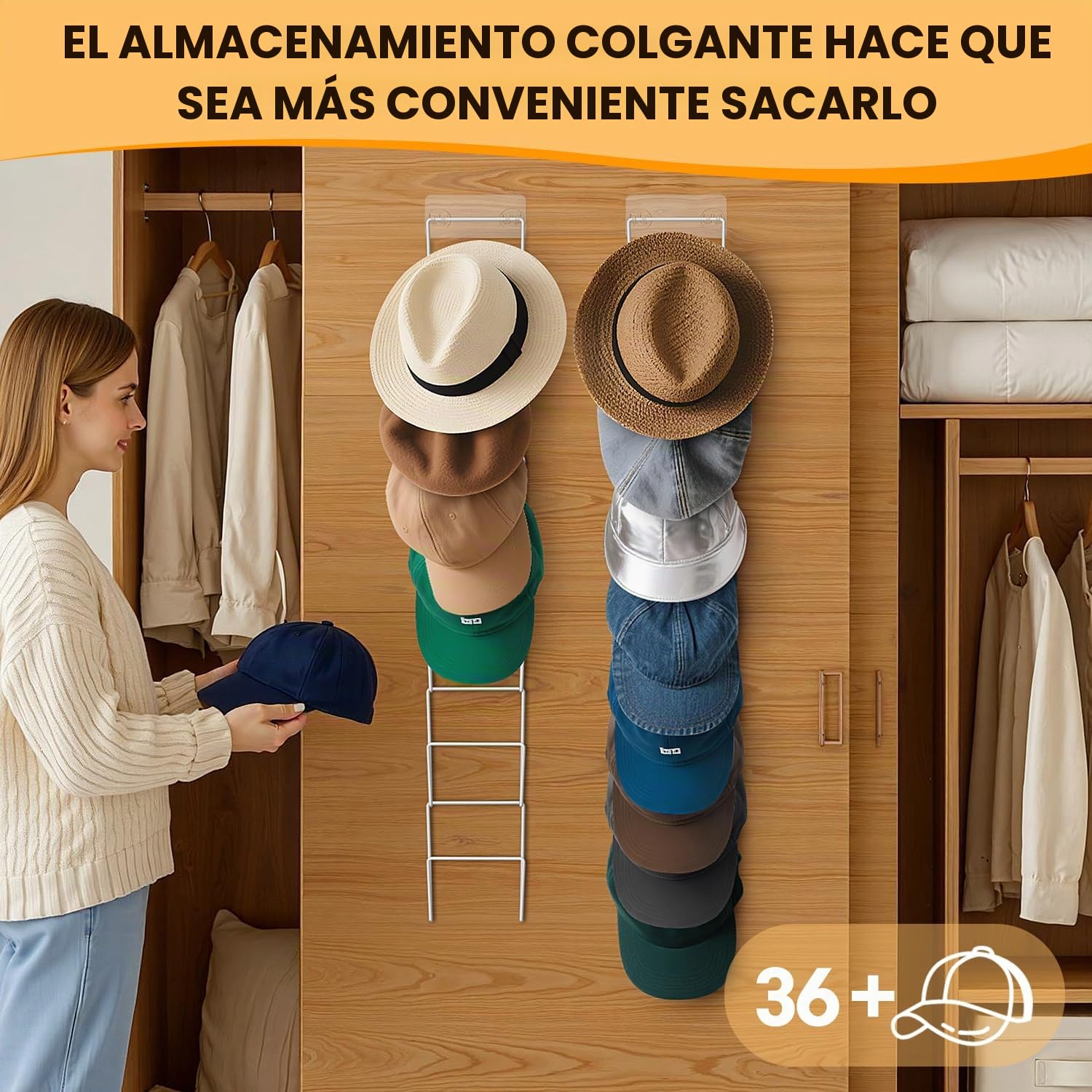 Jcocylse Juego de 12 soportes para gorras con 2 ganchos, soporte de pared multifuncional para gorras, bufandas y pelucas