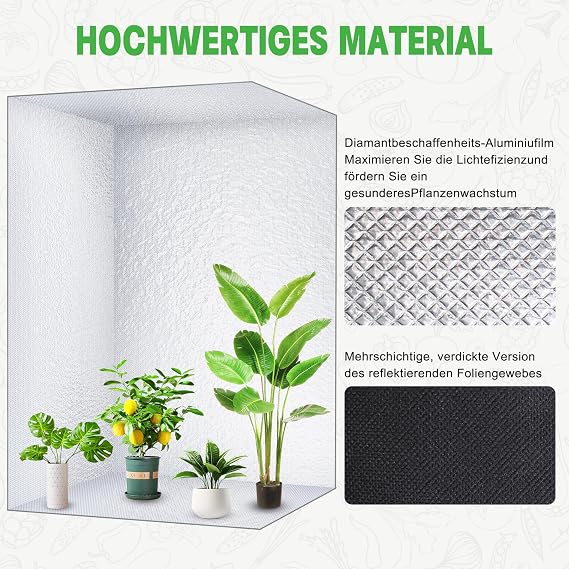 Grow Tent Complete Set 200 W LED Grow Lamp Full Spectrum Indoor Grow Tent Complete Hydroponics 600D Growing Tent Kit Ventilation System with Thermo-Hygrometer Timer Switch (120 x 60 x 180 cm)