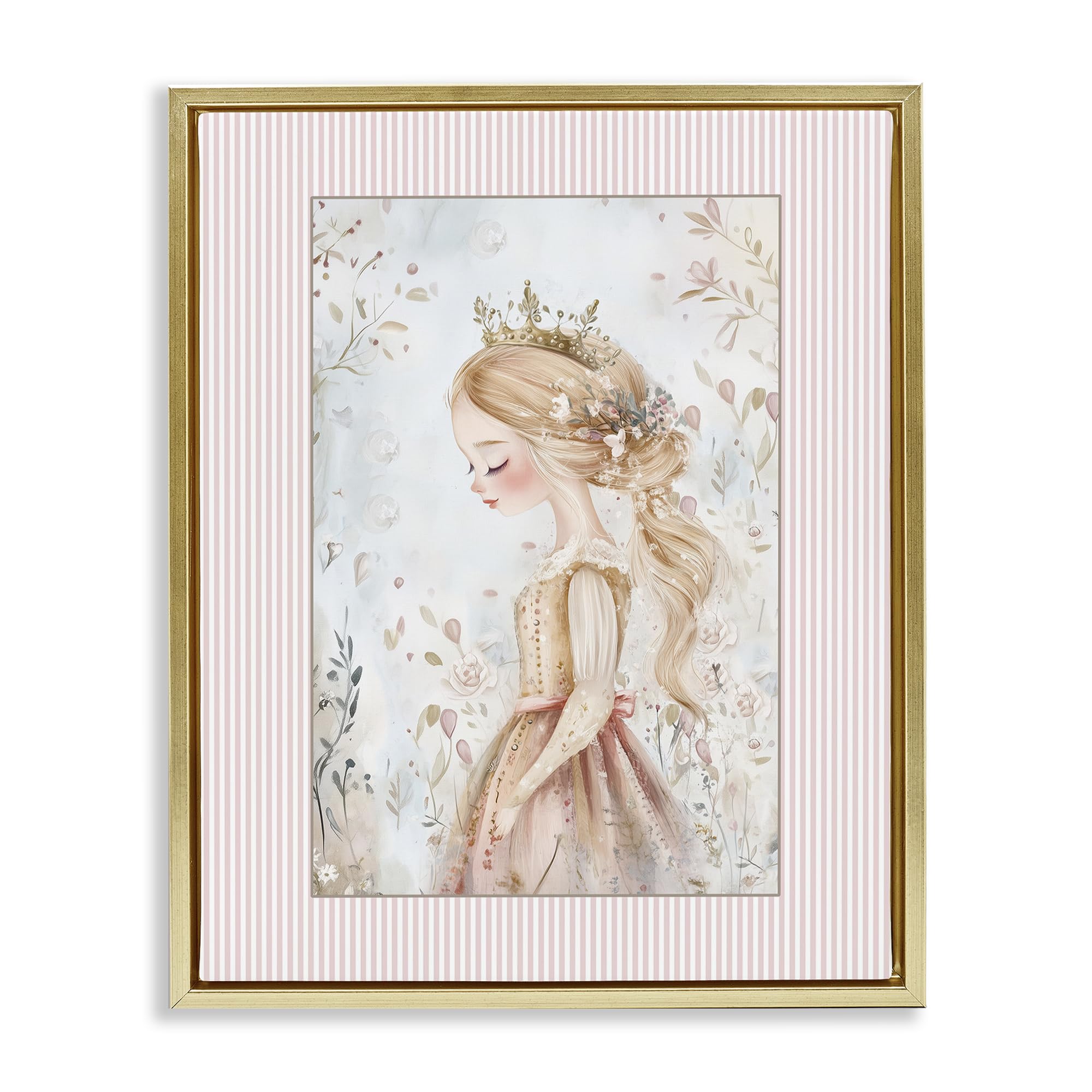 Stupell Industries 'Enchanted Dreams Princess', Floating Frame Canvas Art, Gold, 25 x 31 Inches, Easy to Hang and Sturdy, Made in USA, by Christine Simpson Art