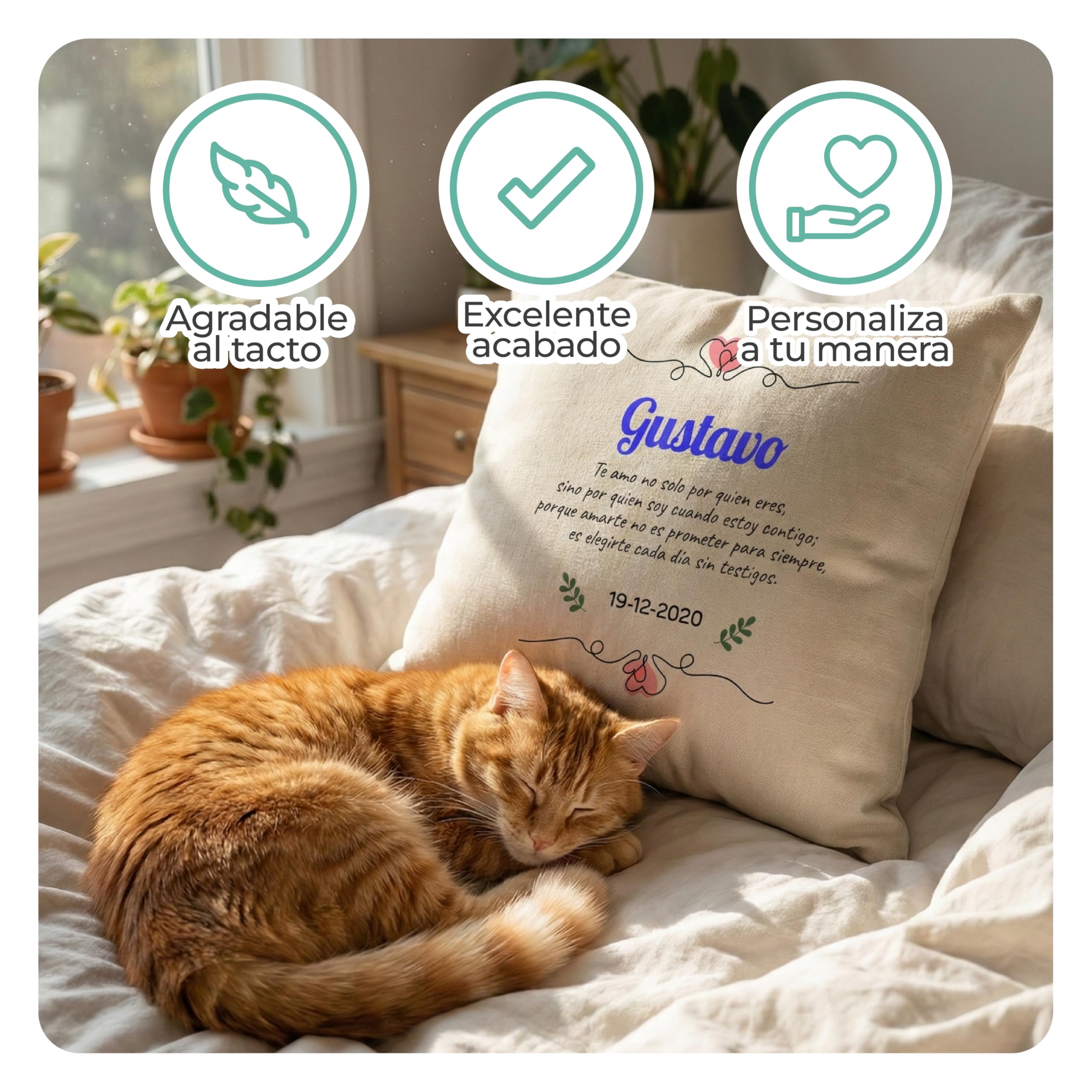 Cojín Personalizado con Foto y Texto (50X50)