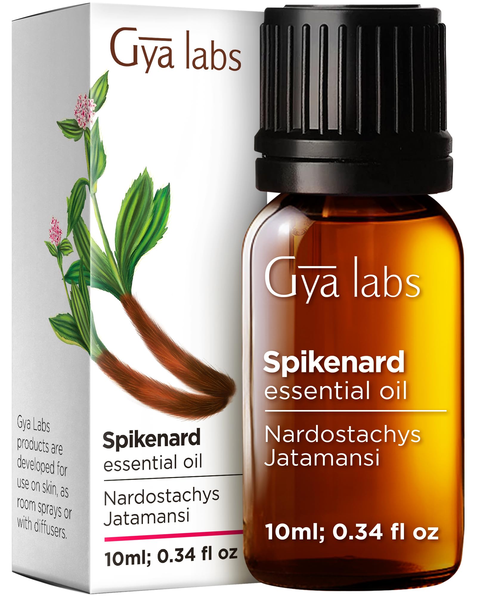 Gya Labs Spikenard Essential Oil for Diffuser - Aromatherapy, Skin, Candles, Soaps - Warm, Spicy Yet Sweet Scent - 100% Natural (0.34 Fl Oz)