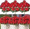 Artificial Geraniums for Outdoors 17.3 Inch Artificial Flowers 3 Bundles Silk Flowers Fake Outdoor Flowers Artificial Plants UV Resistant for Home Garden Vase Table Centerpiece Red