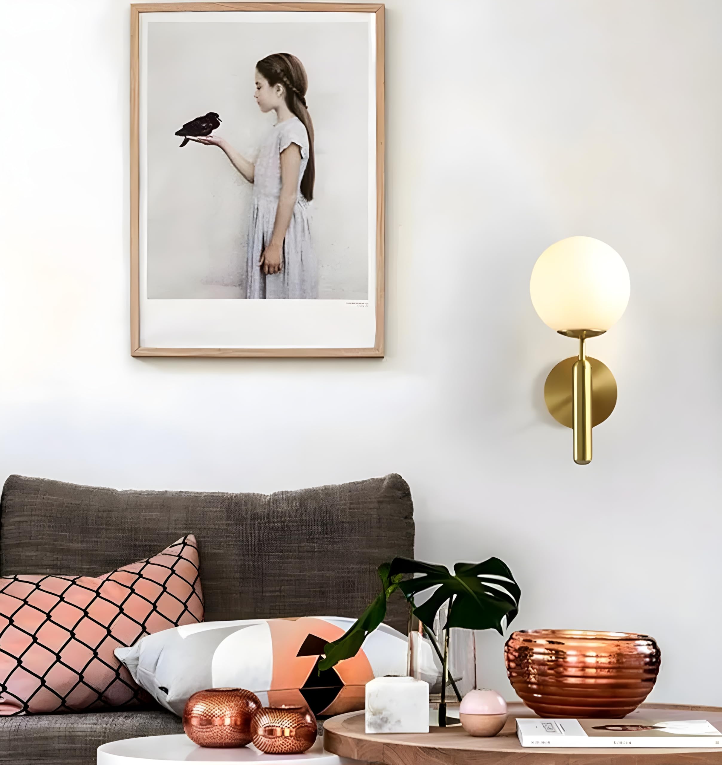 Modern Metal Wall Light - Black & Gold -3