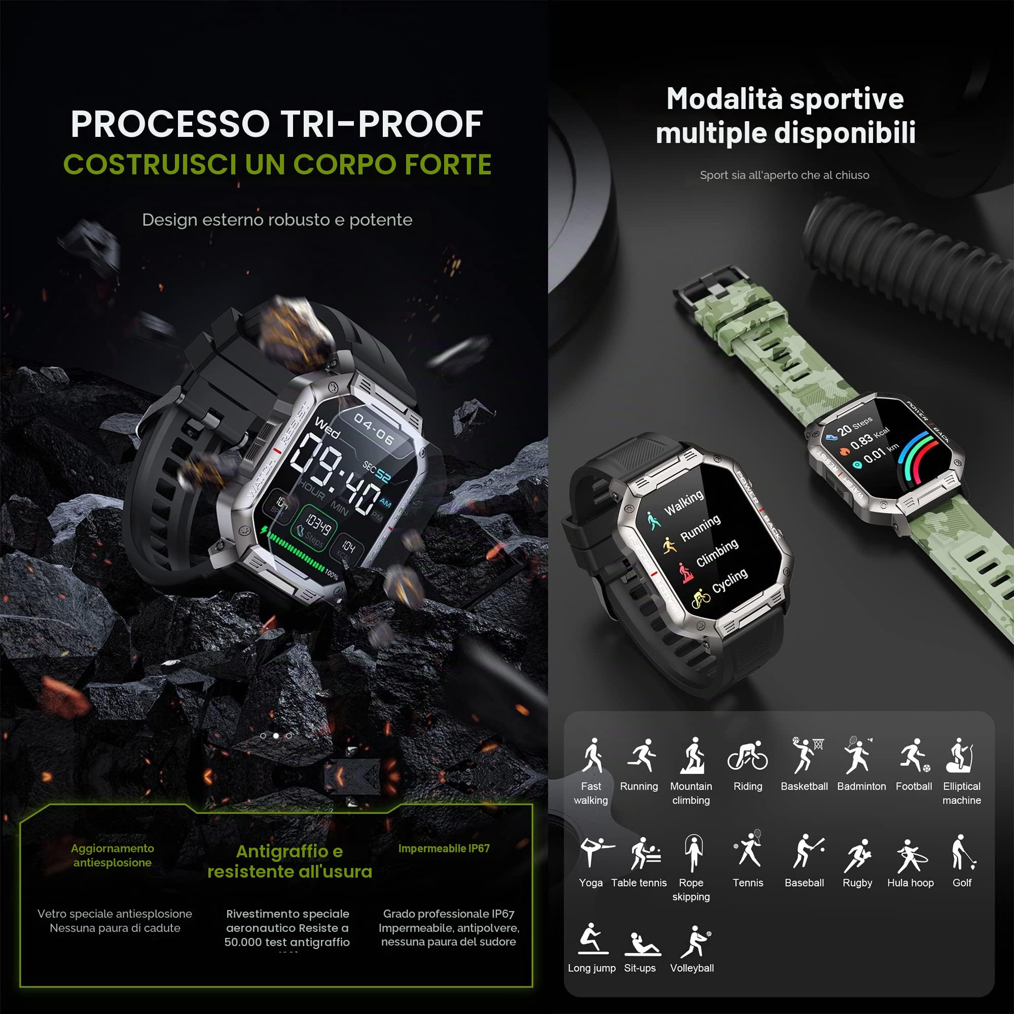 Smartwatch Chiamate e Risposta Bluetooth, 19 Sport Orologio Smartwatch Uomo Donna, Fitness Contapassi Cardiofrequenzimetro Pressione Sanguigna SpO2, Monitoraggio del Sonno, Android iOS (Nero)