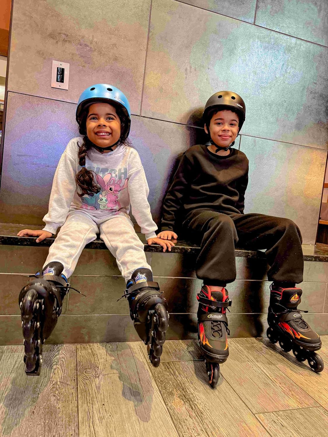 Nattork Adjustable Inline Skates for Kids and Teens, Nezha Inferno Skates Indoor and Outdoor Blades Rolle for Boys Girls Youth Aged 6-16, Adult Beginners Flame Style