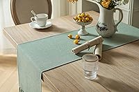 Vista 25 de ZeeMart Light Grey Table Runners 108 Inches Long, Burlap Linen Style Rustic Farmhouse Table Runner, Long Boho Dining Table Runner, 13x108 Inches