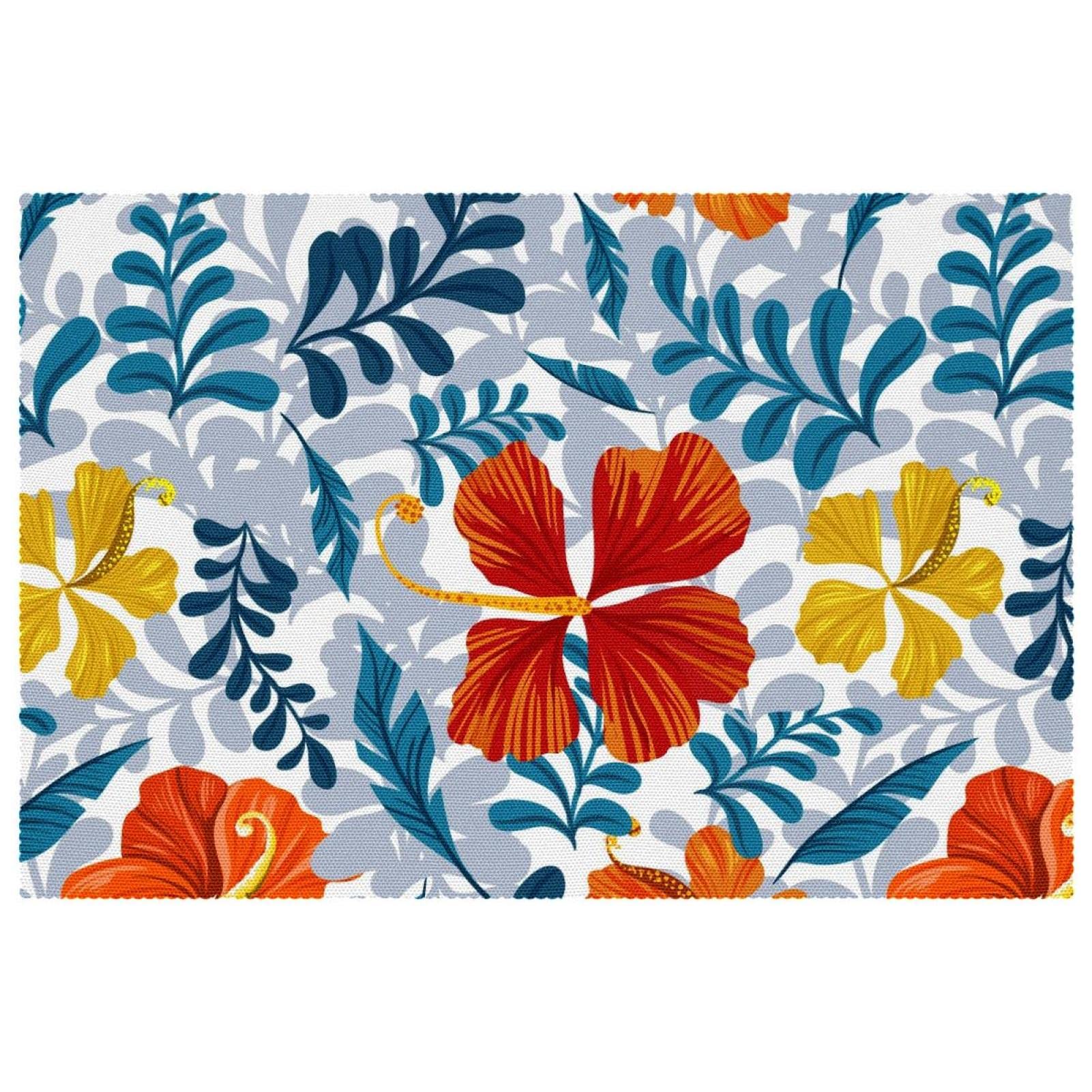 Set de table antidérapant et résistant à la chaleur lot de 6 imprimé fleurs