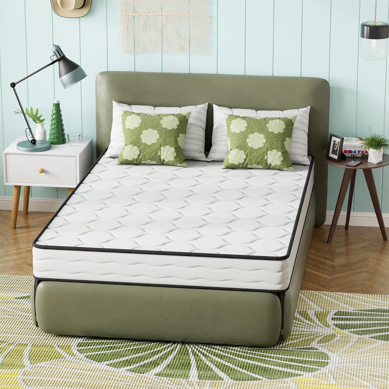 PayLessHere | 8 Inch Full Mattress | Medium Firm Hybrid Mattress | White | with High-Density Foam and Breathable Cover | Pocket Spring Design,
