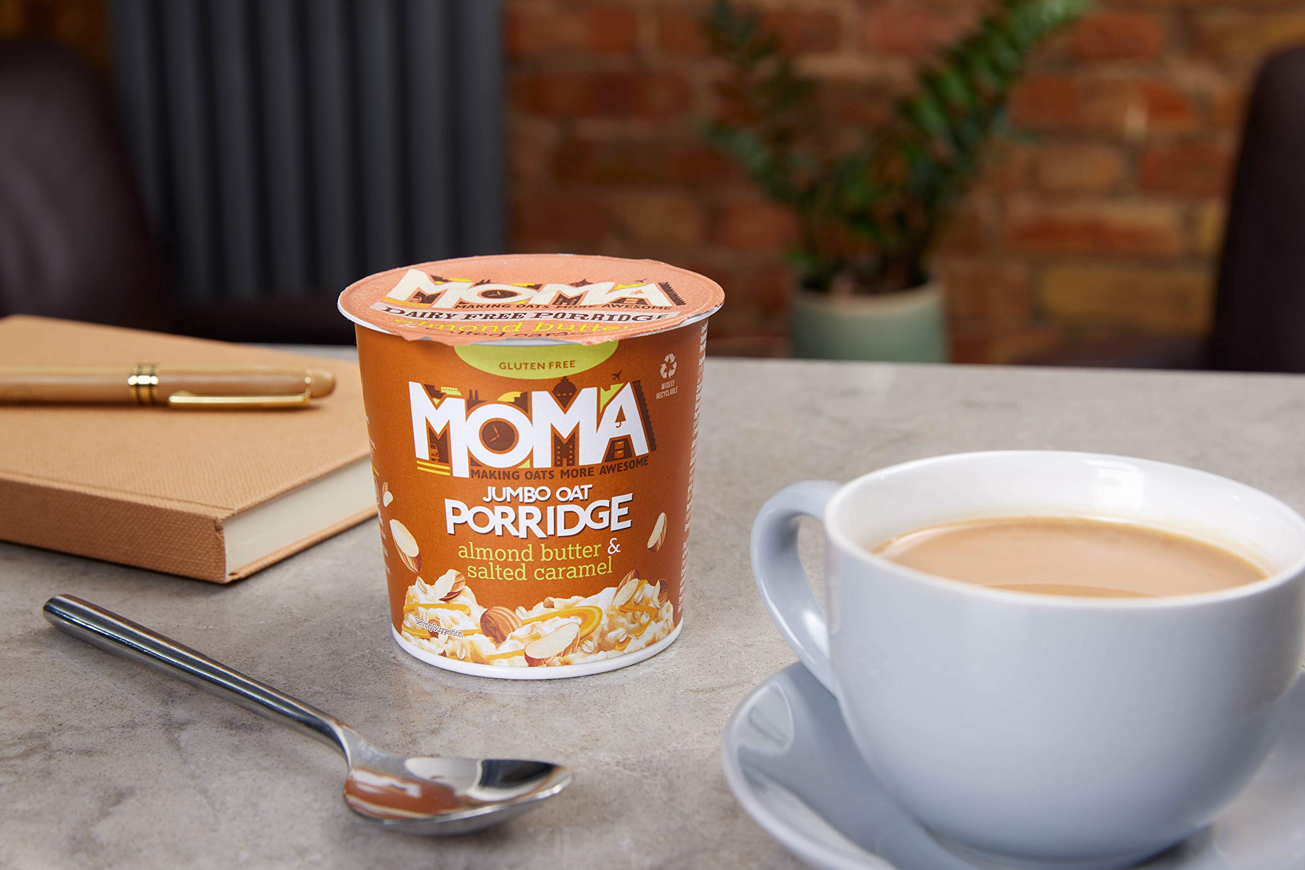 MOMA Instant Porridge Pots ALMOND BUTTER & SALTED CARAMEL Box of 12 x
