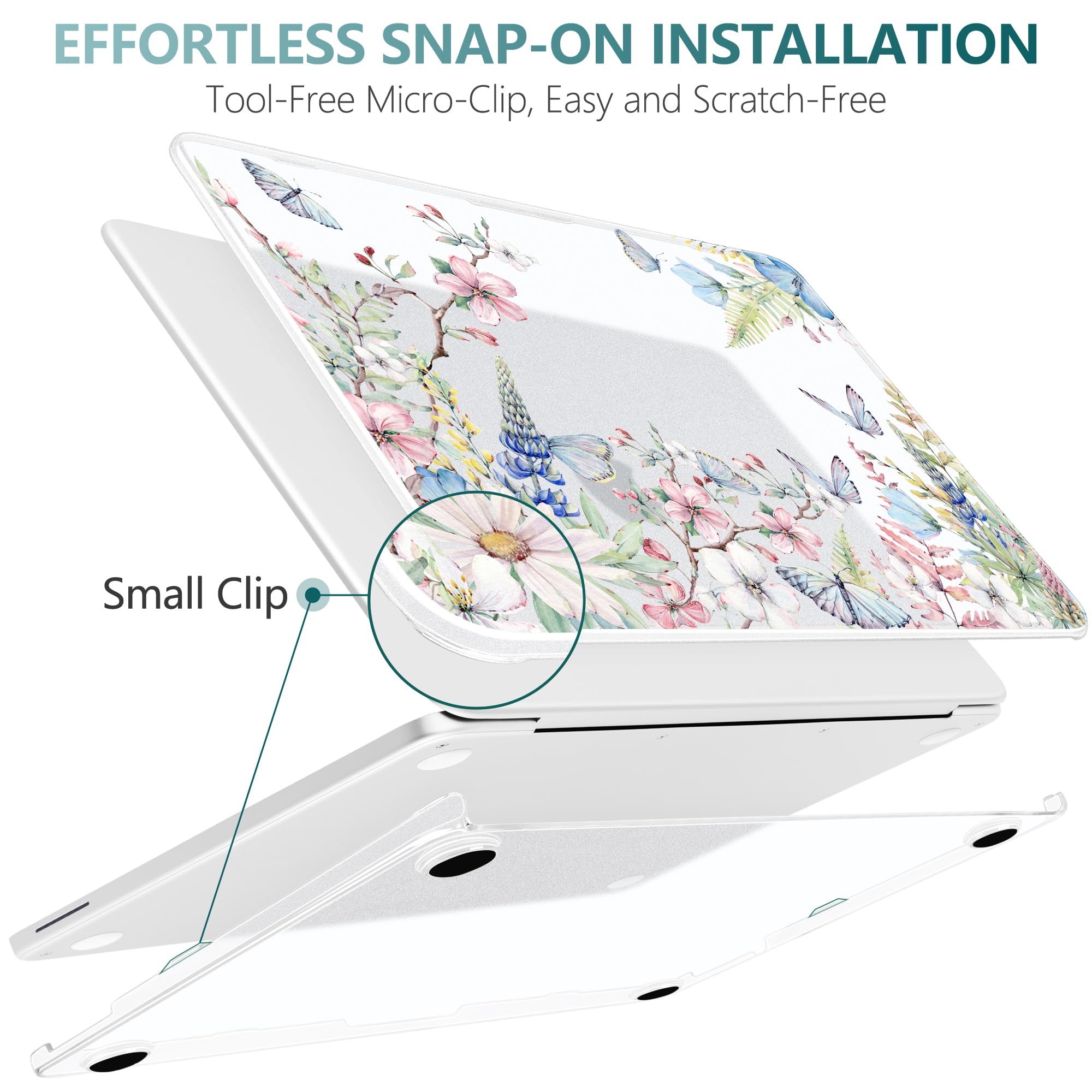 Batianda Funda para MacBook Neo de 13 pulgadas, modelo A3404, bonita carcasa rígida ultrafina floral con cubierta de teclado, protector de pantalla y adaptador USB, paquete de accesorios para laptop