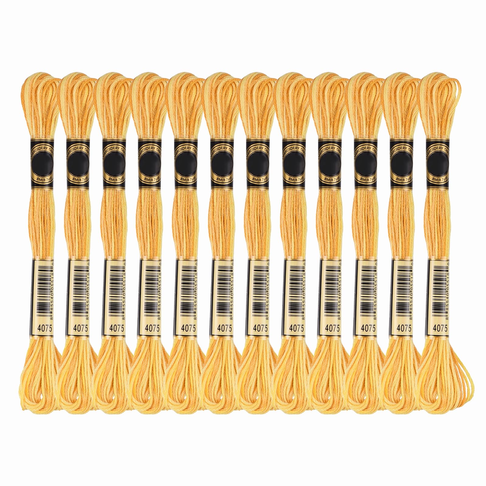 PATIKIL 12 Skeins Embroidery Floss, Gradient Colors Polyester Embroidery Threads Bracelets String for Cross-Stitch Hand Embroidery, Golden Yellow — image 1