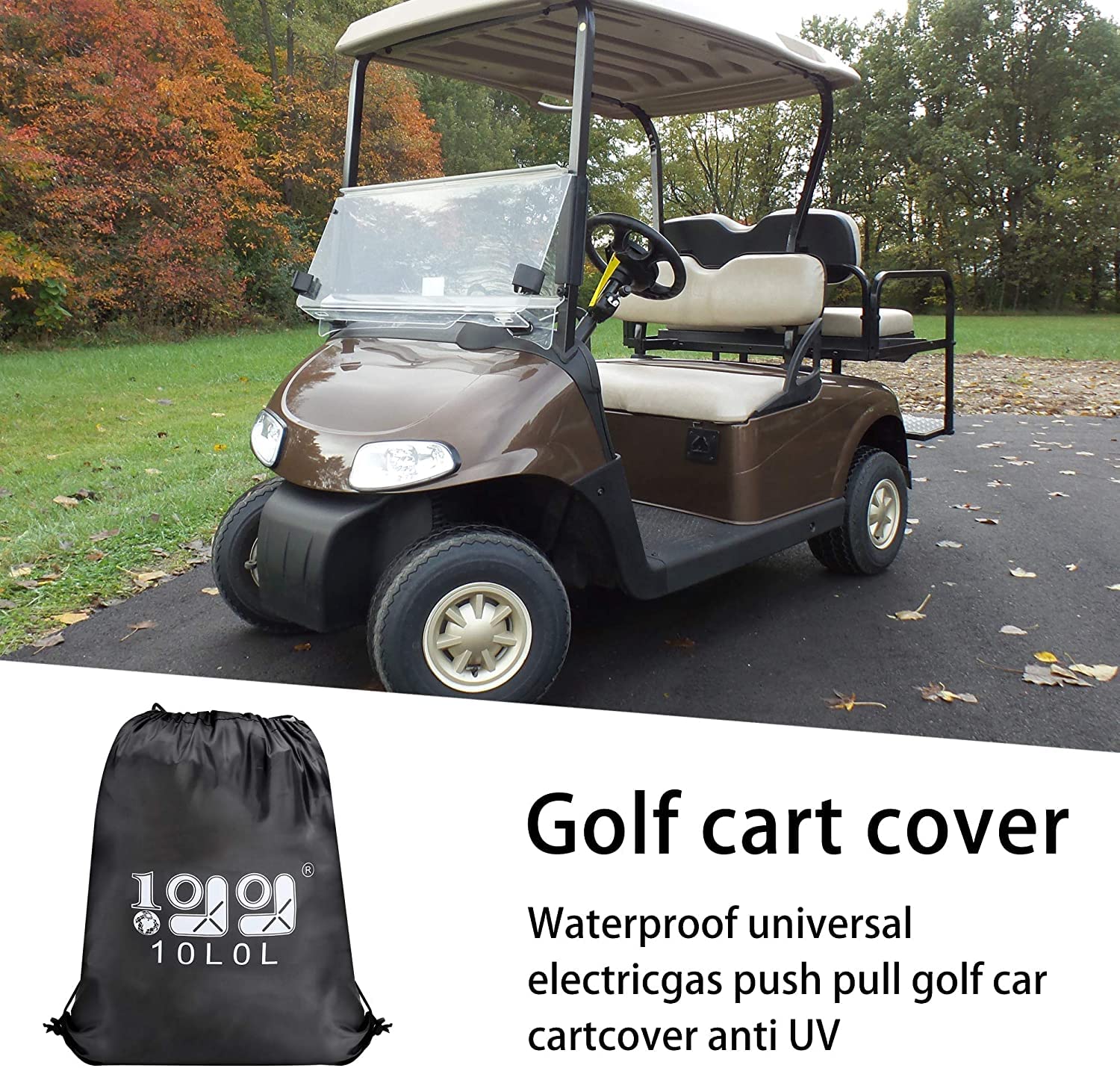 10L0L Copertura per carrello da golf per 4 passeggeri, adatta per EZGO, Club Car, Yamaha, protezione per tutte le condizioni atmosferiche, impermeabile, anti-neve, antivento, resistente al sole, tetto