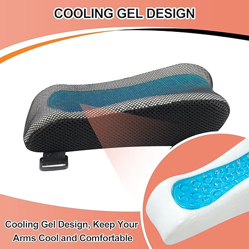 Miniatura 2 de Almohadillas mejoradas para reposabrazos de silla de oficina con gel de enfriamiento, almohadillas ergonómicas de espuma viscoelástica para silla de