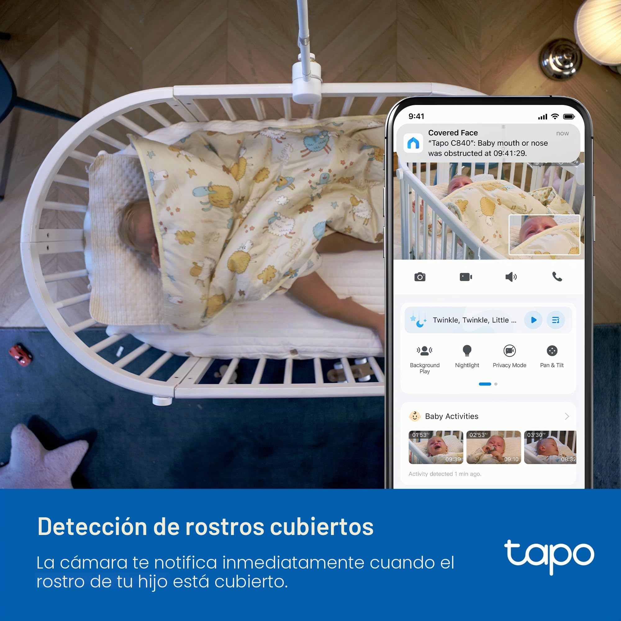 Tapo C840 - Cámara vigilancia WiFi Interior,Lentes Dobles 2K +1080p, bebés | Detección de Movimiento, Personas y Llanto de Bebé. Visión Nocturna. Almacenamiento Local o Nube. App Tapo.