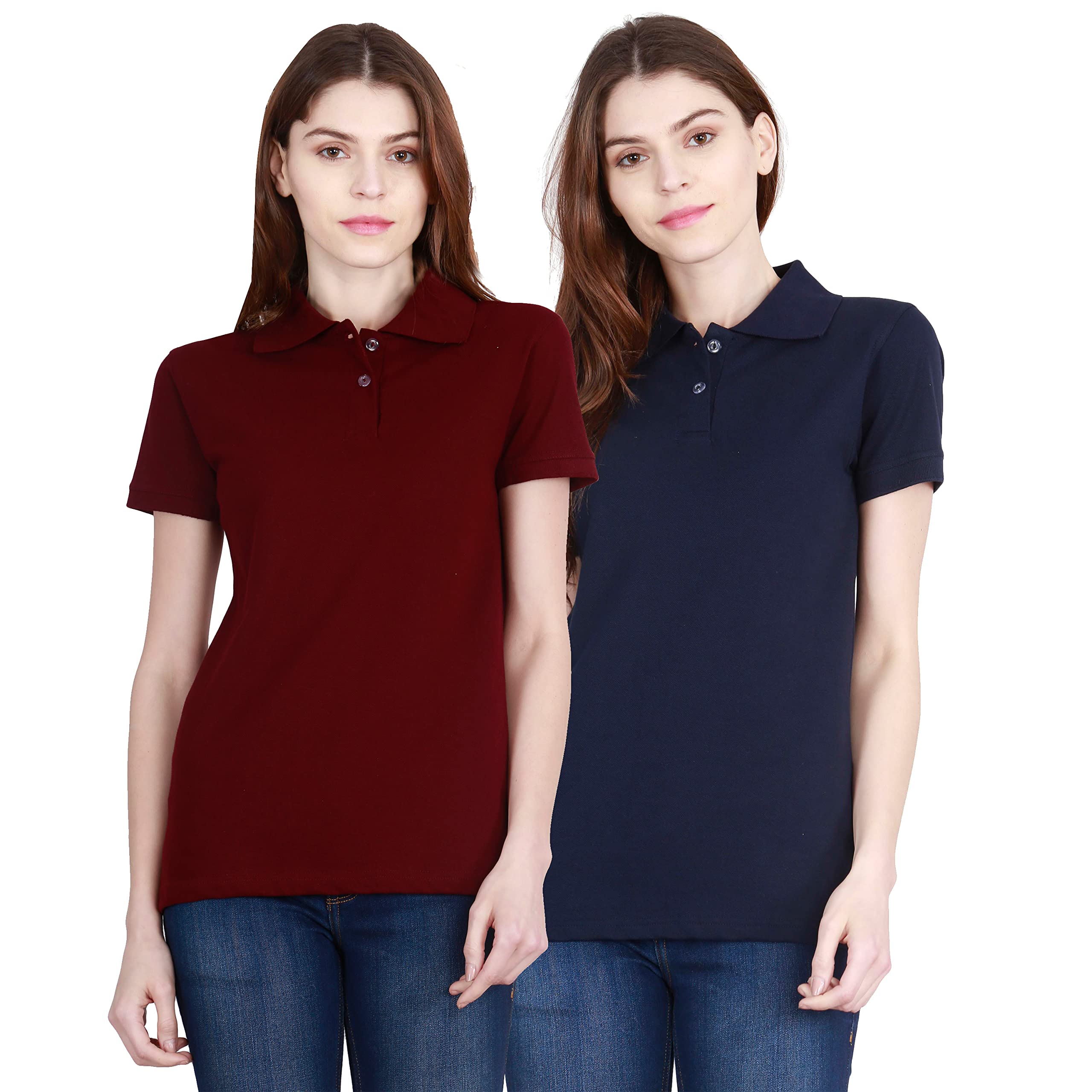 fleximaa Women's Cotton Plain Polo Neck Half Sleeve T-Shirt-picture-21