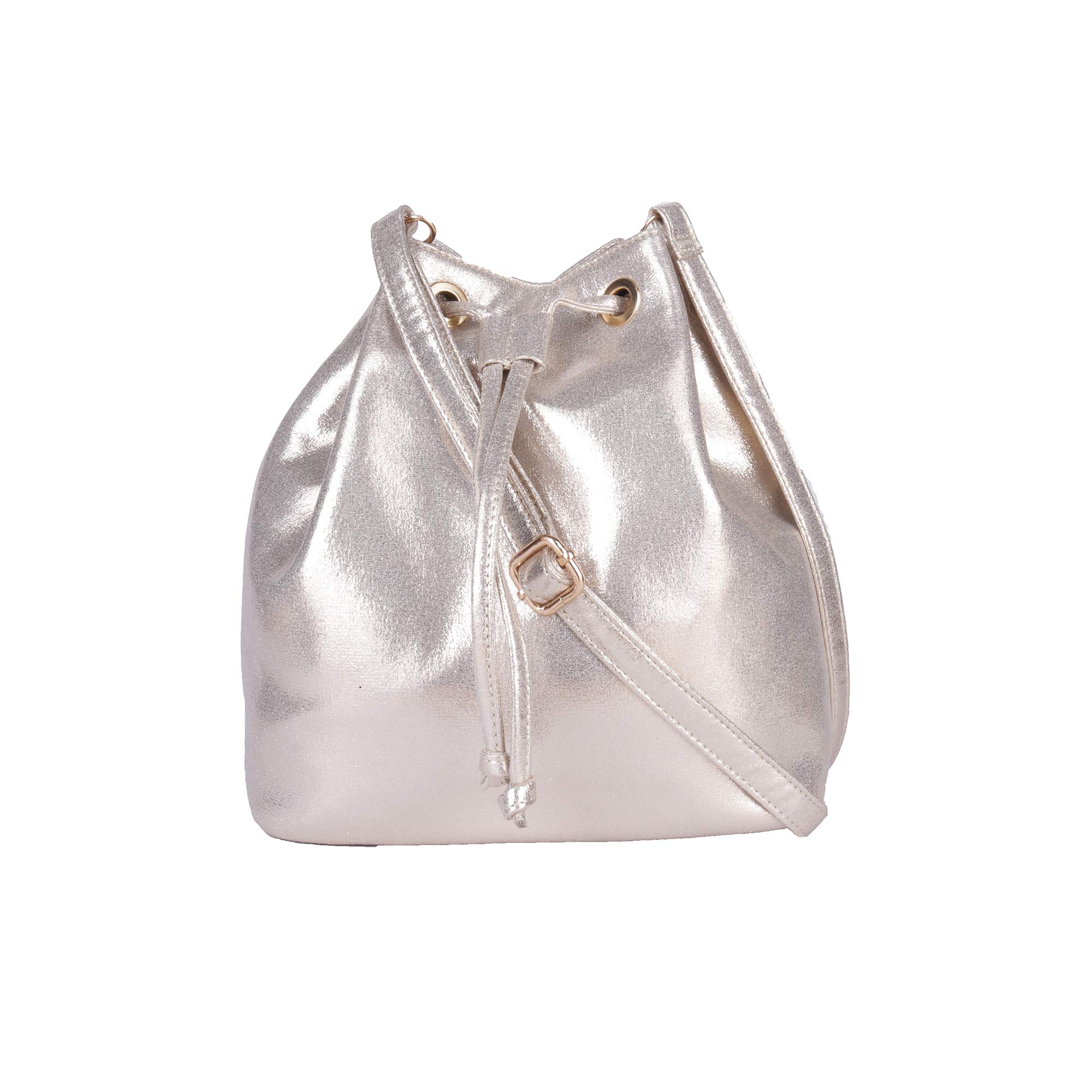 Antin Womens Faux Leather Sling Bag/Bucket Bag Gold Metallic Shimmery (B087YQSYNW) Amazon Price History, Amazon Price Tracker