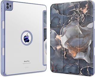 VIKESI Case for iPad Air 13 inch M2 2024,Smooth Matte Back,TPU Shockproof Frame,Built-in Pencil Holder,Auto Sleep/Wake - Dusk Marble