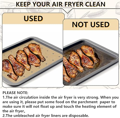 Miniatura 5 de 120 forros de horno para freidora de aire de 11 x 12 pulgadas, desechables, papel de pergamino rectangular, antiadherente, papel de hornear para